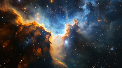 Fototapeta premium Cosmic Tapestry: A Celestial Dance of Stars, Dust, and Gases in the Universe