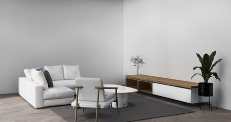 sofa armchair minimalist design muji style.3D rendering