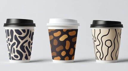 Three Coffee Cups with Abstract Patterns