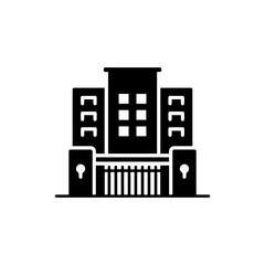 Apartment Complex Icon with Gated Entrance