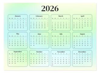 Calendar on green blurred background