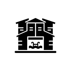 Apartment Complex Icon with Shared Pool