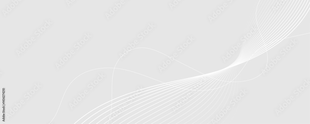 Poster abstract white and gray background. abstract linear flowing particles future technology concept abst