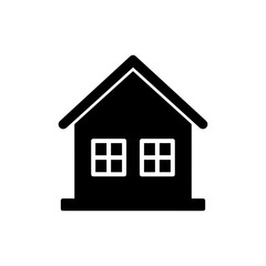 Single-Story House with Large Windows Black Filled Icon