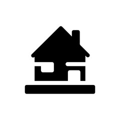 Black Filled Icon of a Tiny House on a Plot of Land
