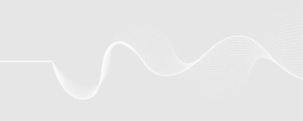 Abstract white and gray background. Abstract linear flowing particles future technology concept abstract wave curve lines banner.  