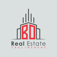 Obraz premium initial monogram logo for real estate with Home and Building shape creative design. 