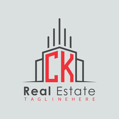 Obraz premium initial monogram logo for real estate with Home and Building shape creative design. 