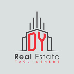 Obraz premium initial monogram logo for real estate with Home and Building shape creative design. 