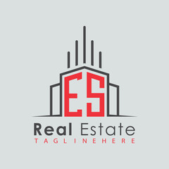 Naklejka premium initial monogram logo for real estate with Home and Building shape creative design. 
