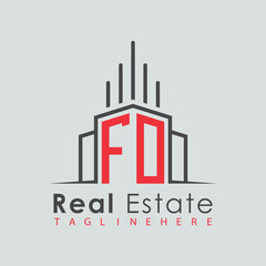 Obraz premium initial monogram logo for real estate with Home and Building shape creative design. 