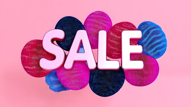 Pink sale announcement with textured spheres