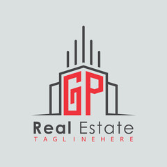Obraz premium initial monogram logo for real estate with Home and Building shape creative design. 