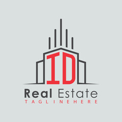 Obraz premium initial monogram logo for real estate with Home and Building shape creative design. 