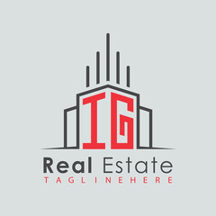Naklejka premium initial monogram logo for real estate with Home and Building shape creative design. 