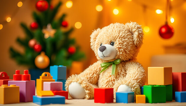 teddy bear with gifts - Powered by Adobe