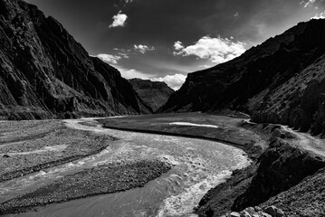 black and white mountains