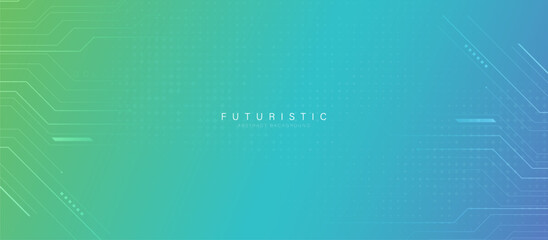 Futuristic Gradient Tech Background with Circuit Lines and Digital Elements