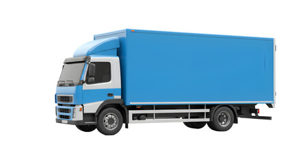 Blue cargo truck mockup commercial