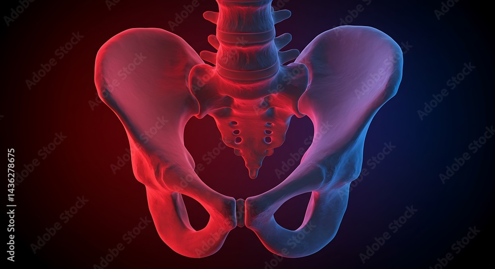Poster anatomical rendering of the human pelvic bone structure with detailed visualization