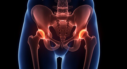 Digital rendering showcasing the human pelvis anatomy and skeletal structure