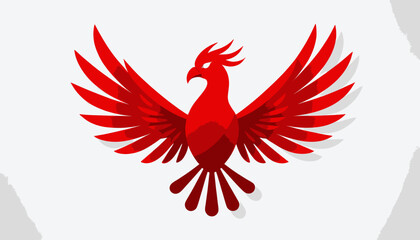 Obraz premium Fiery Red Phoenix Logo_Symbol of Rebirth and Renewal_Bold Bird Design with Wings Spread Wide_Modern Graphic Illustration_Powerful Branding Visual_Aviation Icon_Elegant Bird Emblem