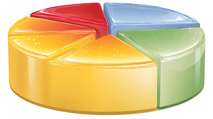 Fototapeta premium Colorful segmented pie chart; data visualization
