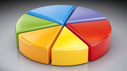 Fototapeta premium A 3D pie chart with 6 colorful sections