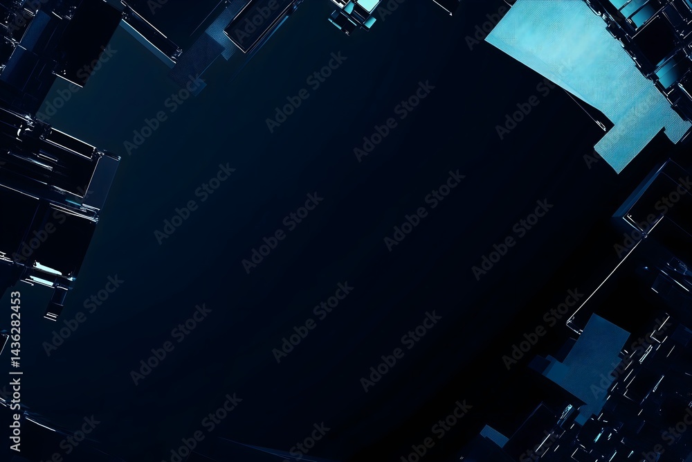 Poster abstract futuristic technology background with intricate dark blue geometric shapes creating a compl