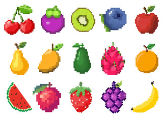 set of fruits 8 bit