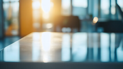 Fototapeta premium Serene modern office photography sunlit reflections in a bright environment