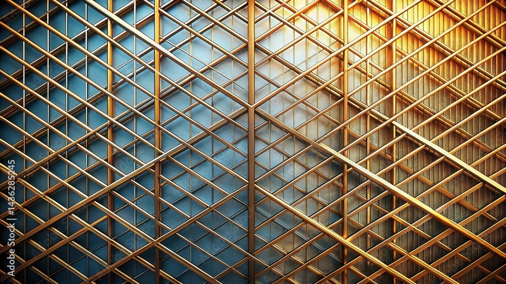 Aufkleber abstract golden grid structure with diagonal lines and metallic texture