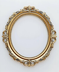 Ornate Gold Oval Frame with Detailed Floral Accents