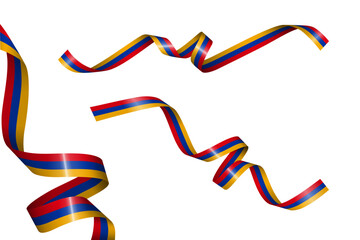 Set of flag ribbon with colors of Armenia for independence day celebration decoration