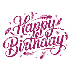 Colorful Happy Birthday Greeting Card Vector | Hand Lettered Typography with Confetti and Decorative Elements