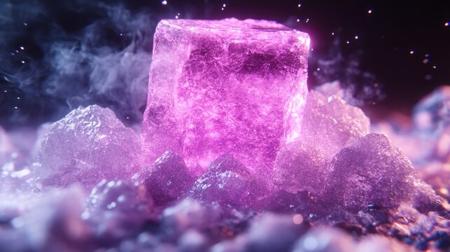 Mystical Gemstone: A captivating scene features a luminous, radiant gemstone, bathed in an ethereal glow and shrouded in delicate, swirling vapor, evocative of magic and wonder.