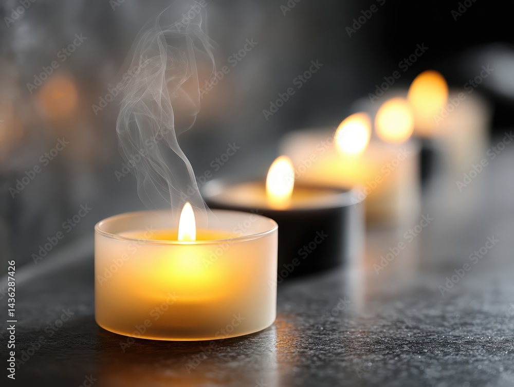 Poster enduring memory shines bright among extinguished candles in a tranquil moment