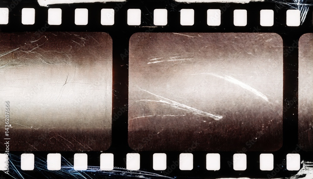 Aufkleber vintage distressed film strip texture with scratches and grain for retro web design print media back