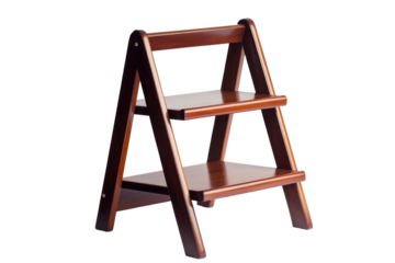 Foldable Mahogany Ladder Shelf on transparent background