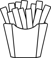 French fries outline vector illustration line art