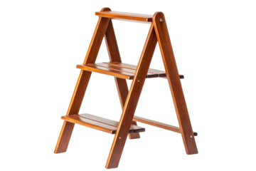 Foldable Mahogany Ladder Shelf on transparent background