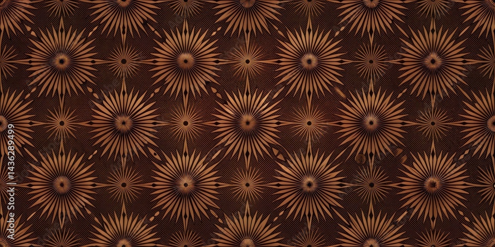 Fototapete intricate brown and black geometric starburst pattern textile design featuring a repeating motif of 
