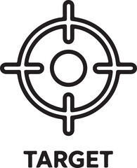 Target Icon Design Focusing Precision And Accuracy With Bold Outline Style Vector Illustration