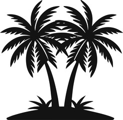 Silhouette of two tropical palm trees vector illustration