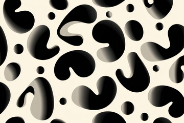 Abstract Seamless Pattern with Black and White Organic Shapes