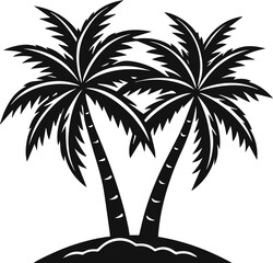 Obraz premium Silhouette of two tropical palm trees vector illustration