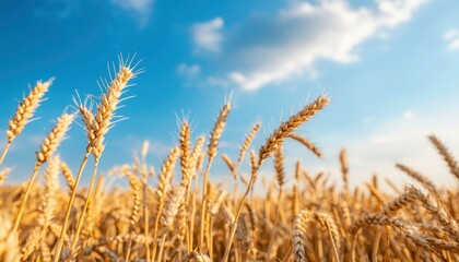 Fototapeta premium Golden wheat field under a vibrant sky