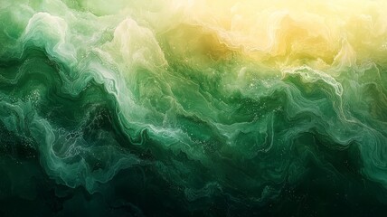 Obraz premium Abstract green and gold fluid art, showcasing swirling textures and vibrant colors, perfect for modern decor and creative projects.