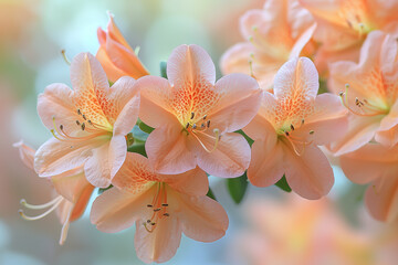 Close up of vibrant blooming azalea flowers