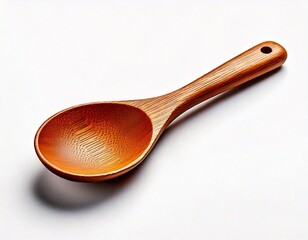  a wooden spoon at white background